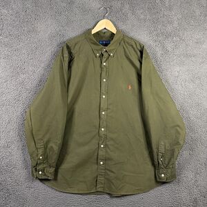 Polo Ralph Lauren Shirt Mens 3XB Green Button Down Long Sleeve Preppy Casual
